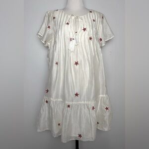 Tularosa White Star Embroidered Tassel Mini Dress M